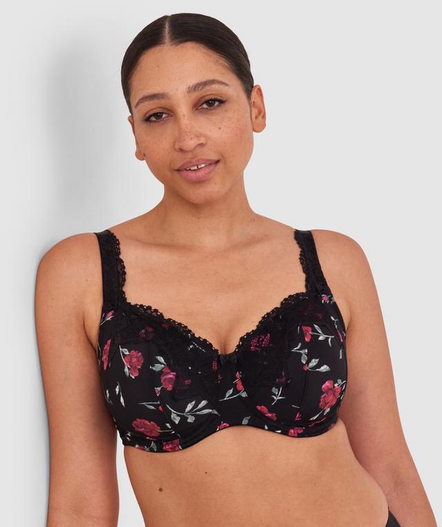 Sapphire Full Coverage Underwire Bra - Print Floral/Black