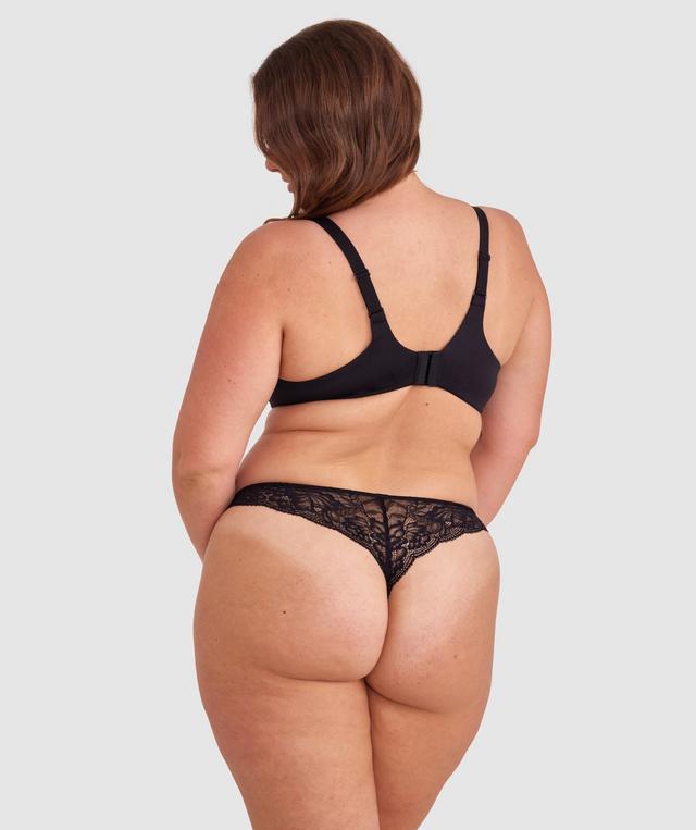 Smooth Comfort Lace V String Knicker - Black/ Black