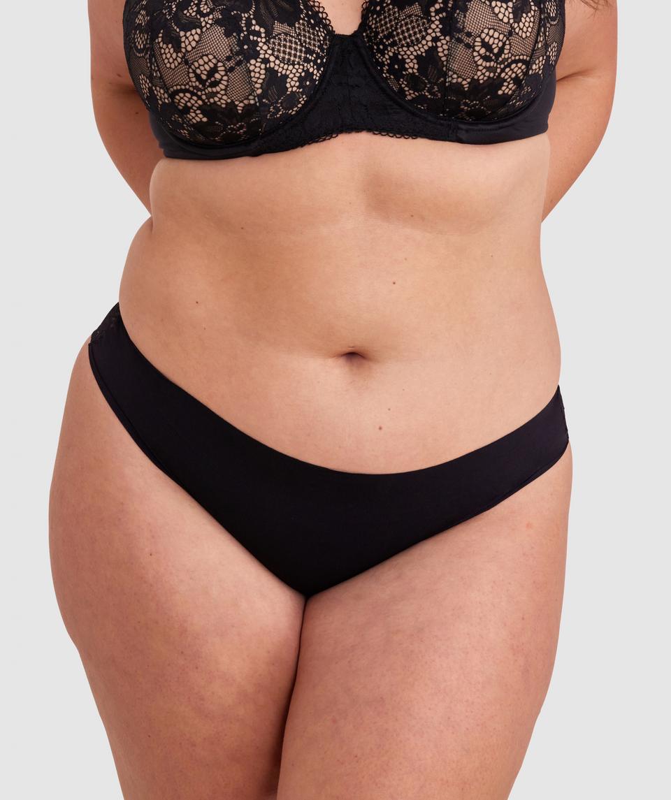 Smooth Comfort Lace Bikini Knicker - Black