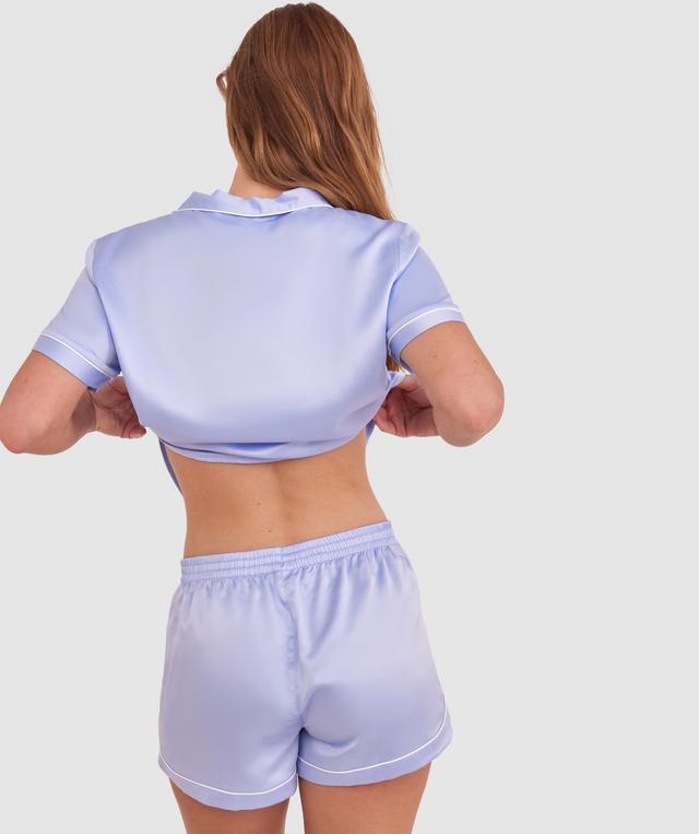 Liquid Satin Short - Pale Blue/Embro