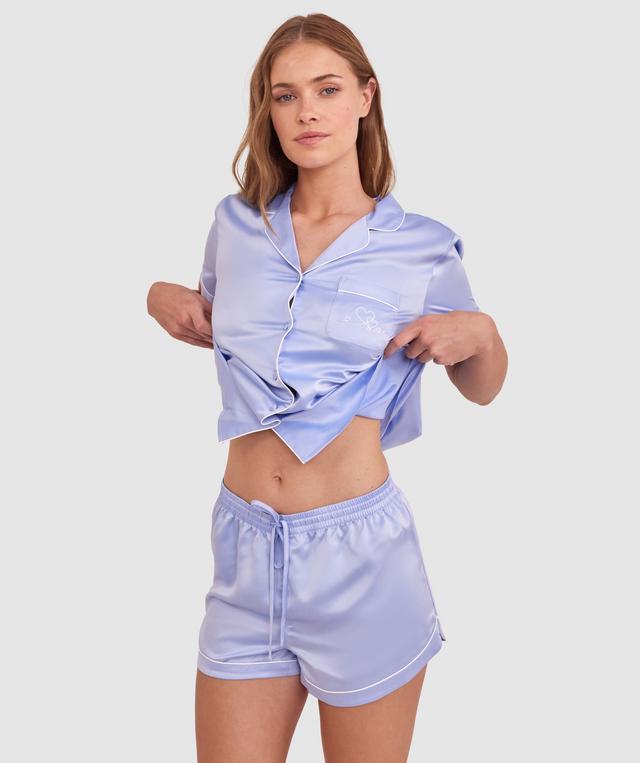 Liquid Satin Short - Pale Blue/Embro