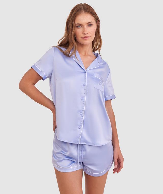 Liquid Satin Short - Pale Blue/Embro