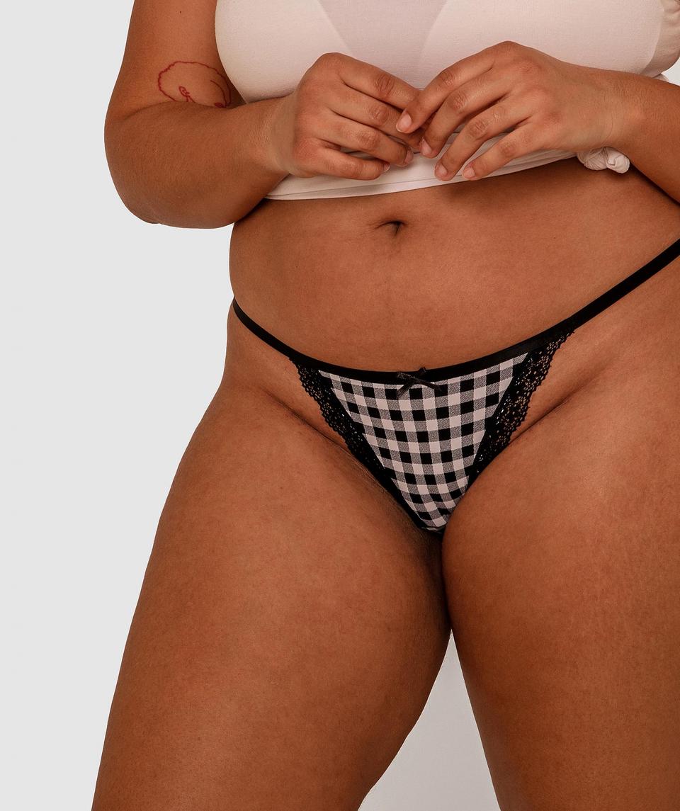 Rosy Mini V - Black Check Print