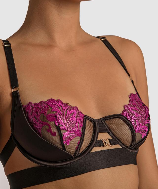 Night Games Forget Me Not Underwire Bra - Black/Fuchsia