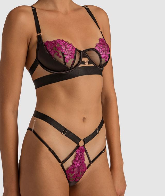 Night Games Forget Me Not Underwire Bra - Black/Fuchsia