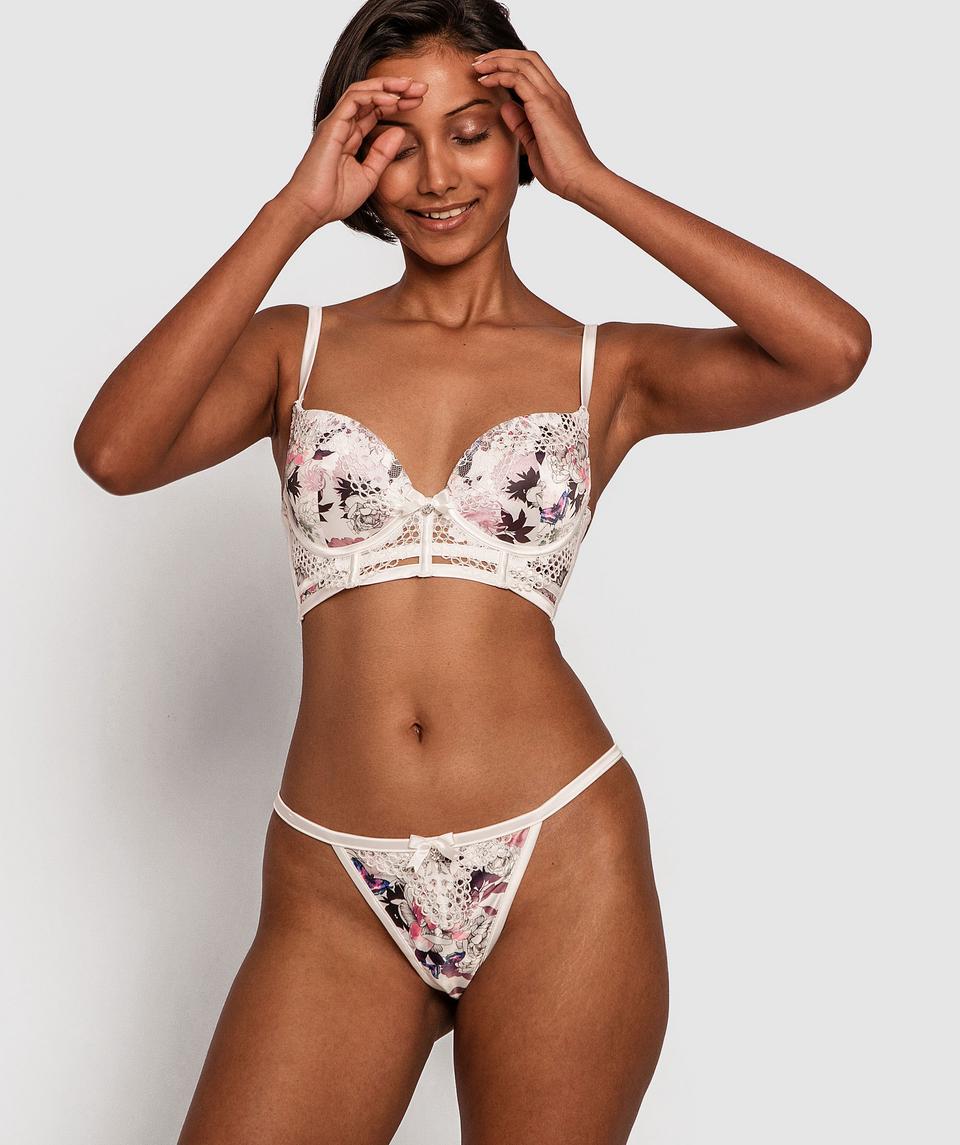 Painted Lady Plunge Push Up Bra - Floral Print