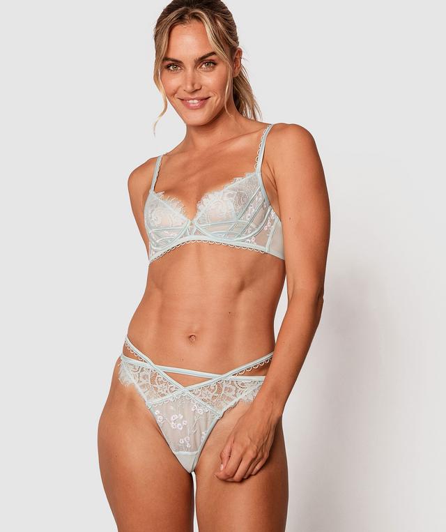 Enchanted One Night In Santorini V String Knicker - Light Blue/White