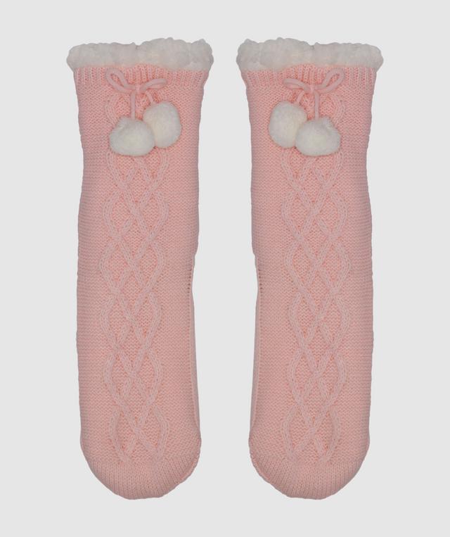 Sunset Glow Cable Knit Sock - Blush Pink