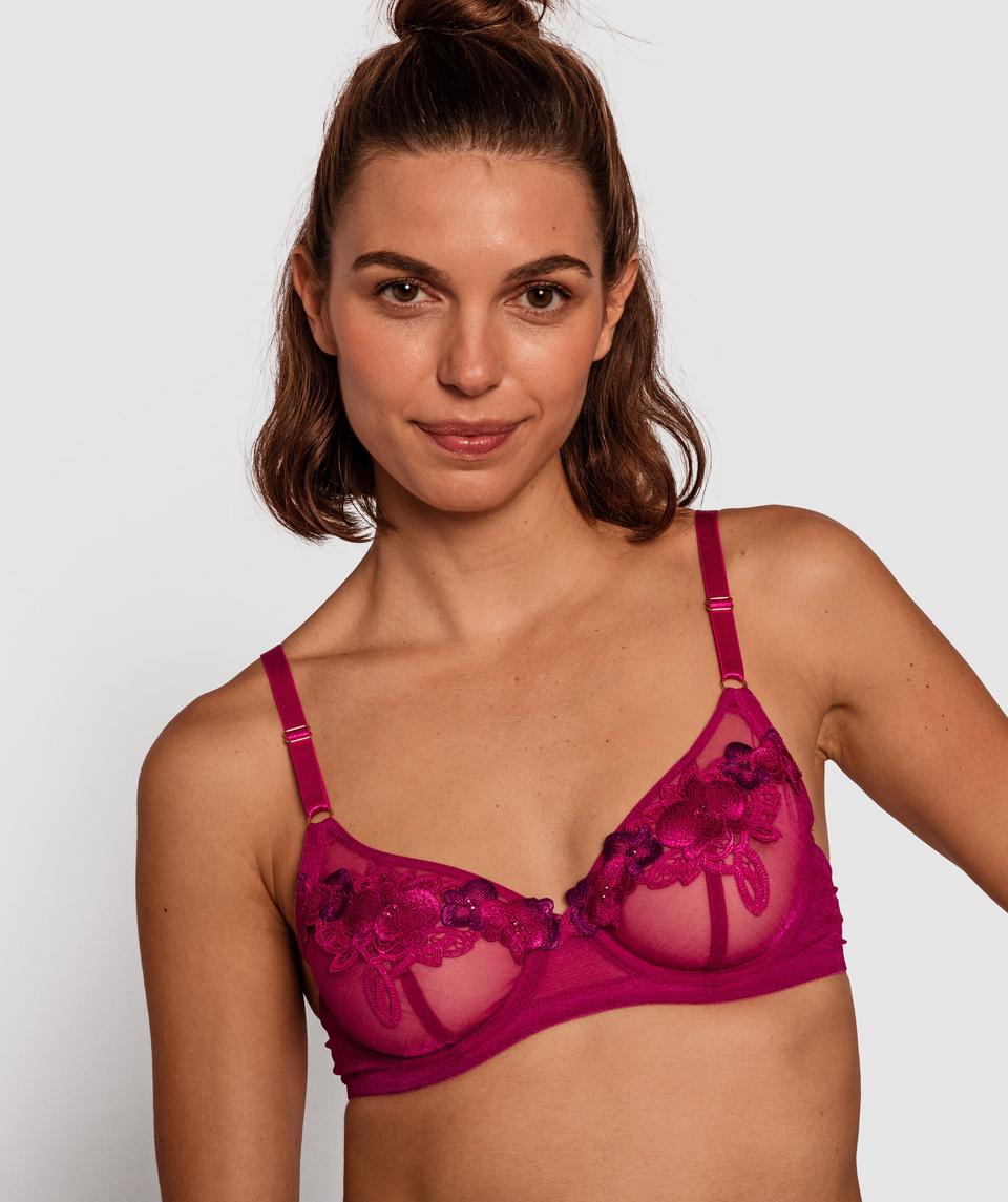 Night Games Orchid Bloom Underwire Soft Cup Bra - Magenta