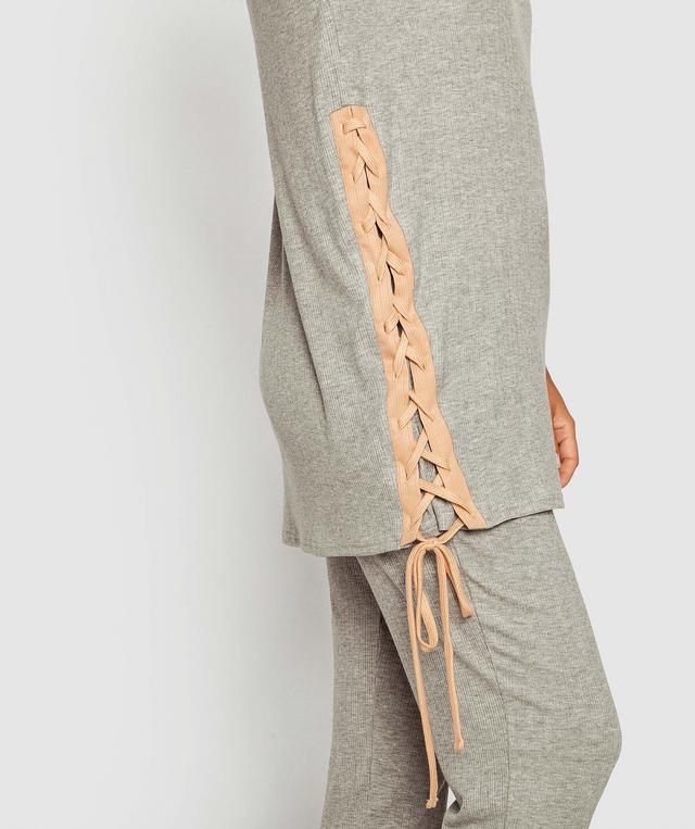 Unwind Tie Side Sleep Tee - Light Grey