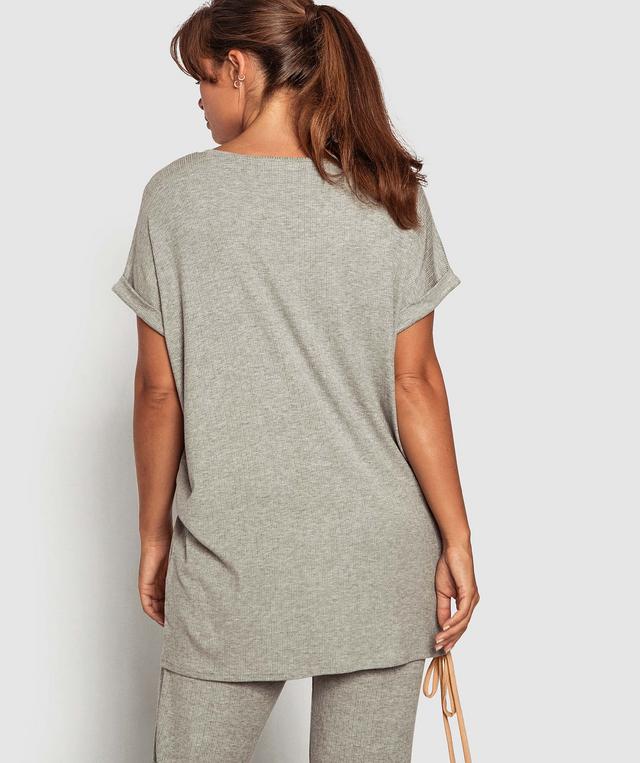 Unwind Tie Side Sleep Tee - Light Grey