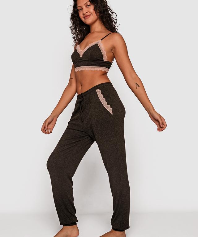Dance Muse Lace Jogger Pants - Dark Grey