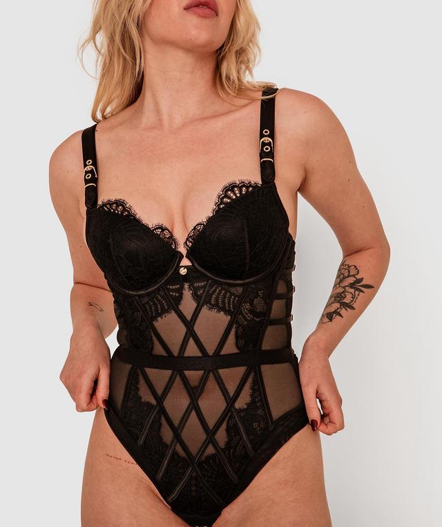 Vamp Where Love Grows Push Up Bodysuit - Black