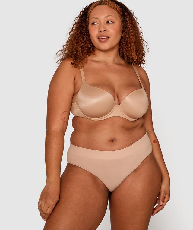 Seamless With Cotton Midi Brief - Blush Pink