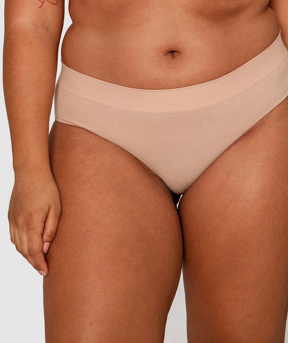Seamless With Cotton Midi Brief - Blush Pink