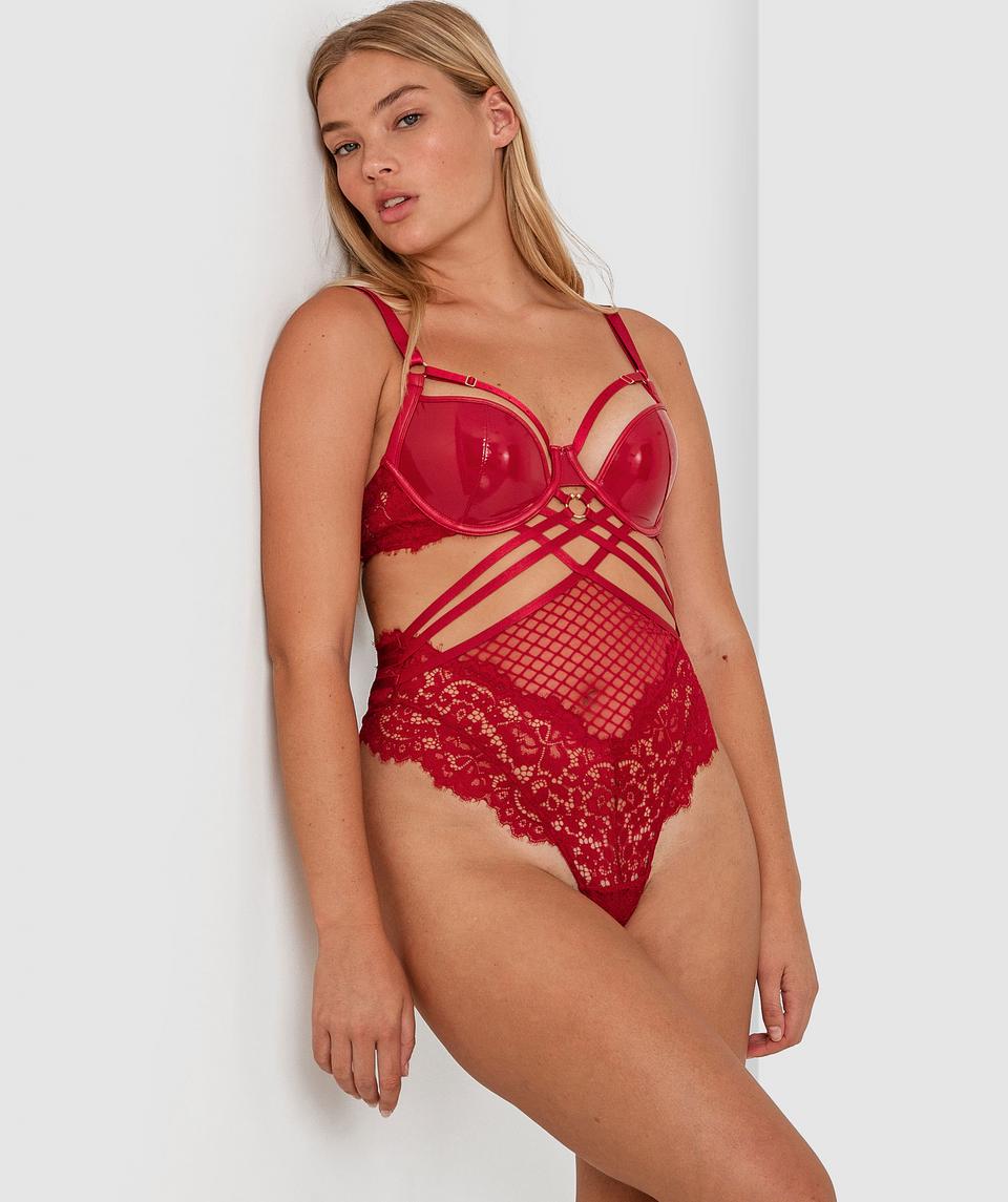 Night Games Voguish Push Up Bodysuit - Dark Red