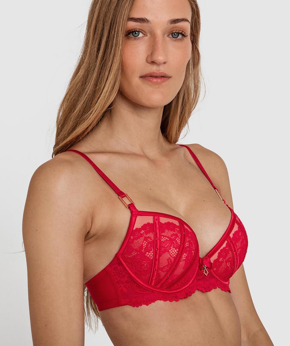Bethany Sparkle Push Up Bra - Red