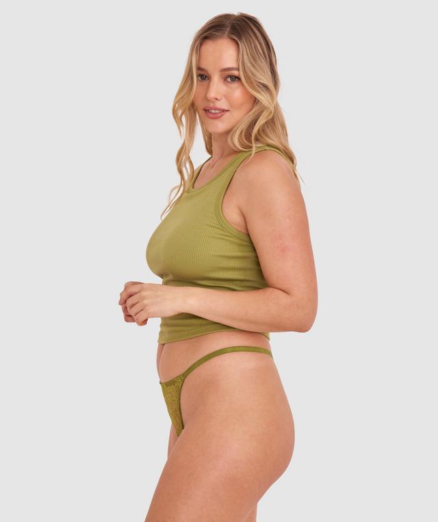 Evelyn Hi Leg String - Khaki