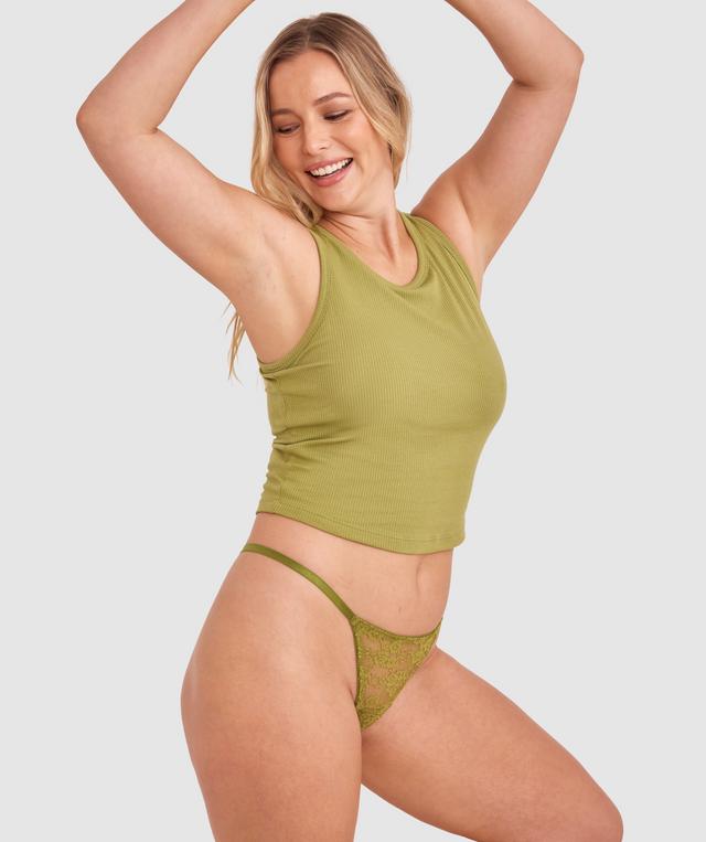Evelyn Hi Leg String - Khaki