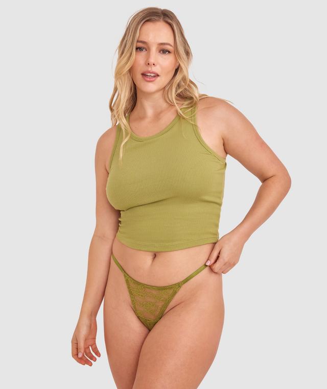 Evelyn Hi Leg String - Khaki