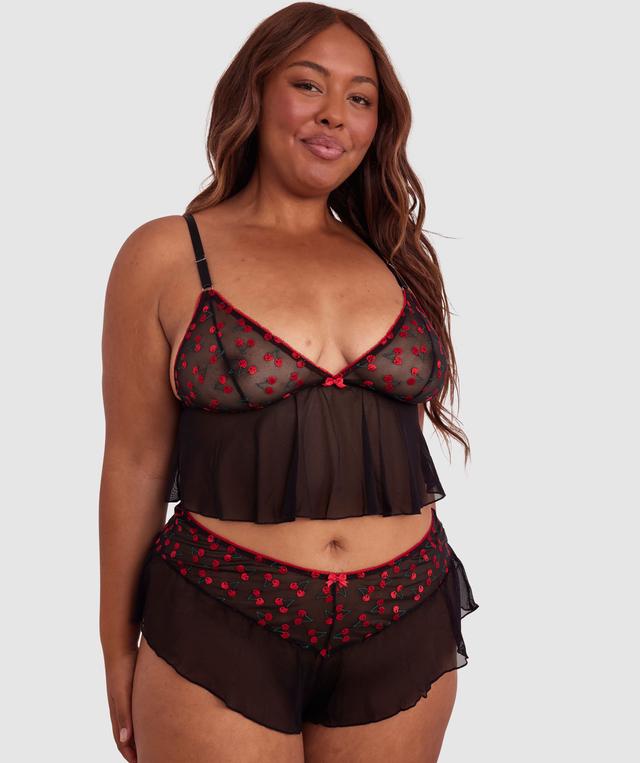 Night Games Cherry Pop French Knicker - Black