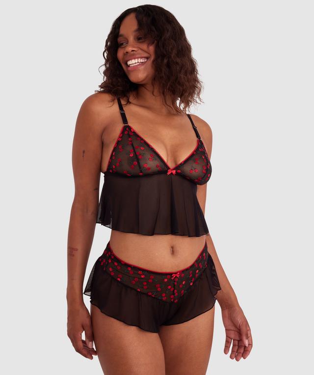 Night Games Cherry Pop French Knicker - Black