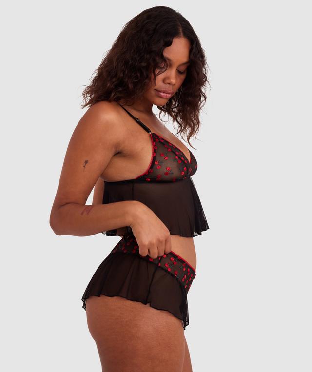 Night Games Cherry Pop French Knicker - Black