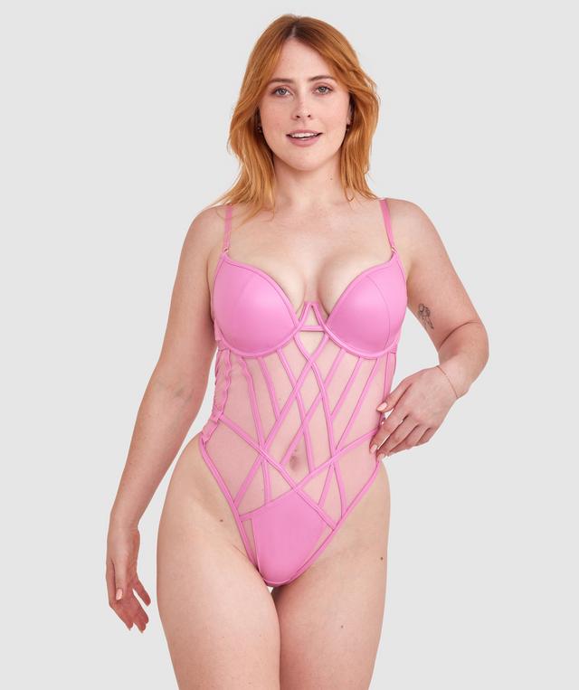 Night Games Simply Sexy Push Up Bodysuit - Pink