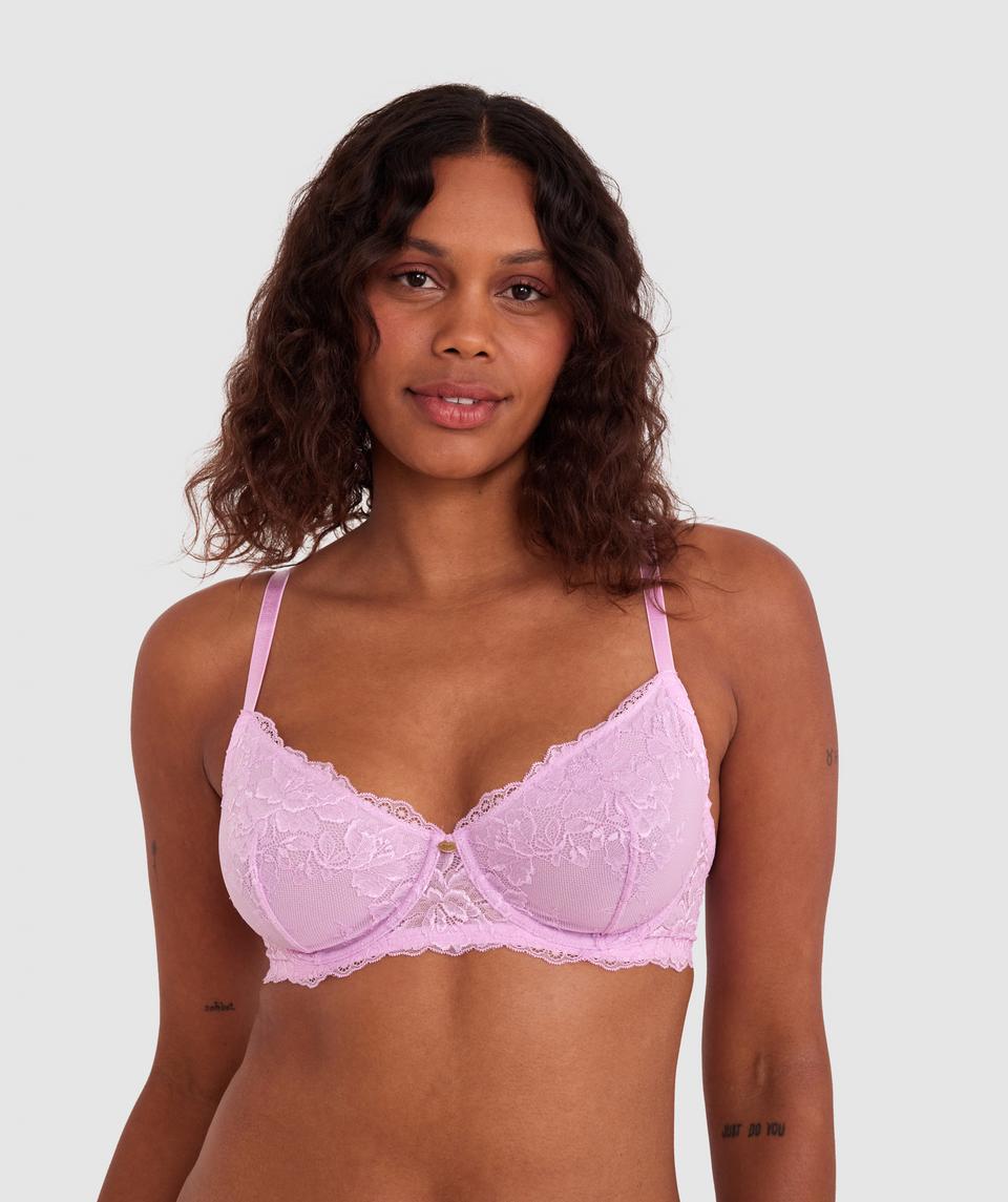 Luxe Lace Underwire Bra - Pink