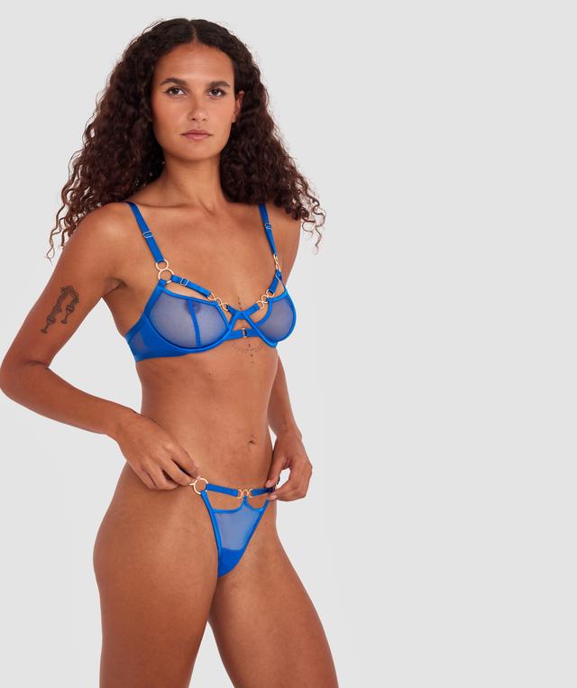 Night Games No Filter Underwire & Mini V Set - Cobalt Blue