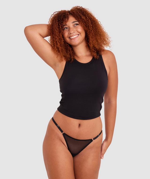 Mesh Basics High Leg G String - Black