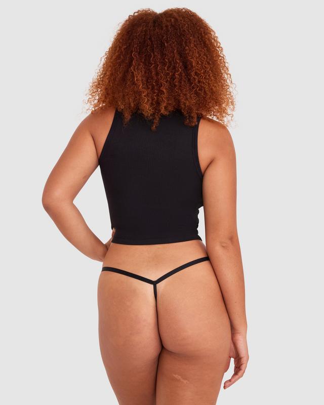Mesh Basics High Leg G String - Black