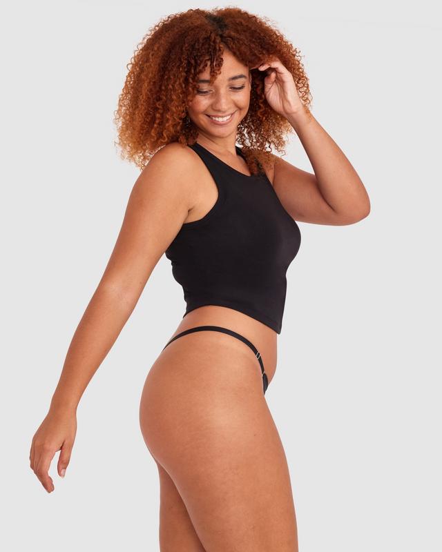 Mesh Basics High Leg G String - Black