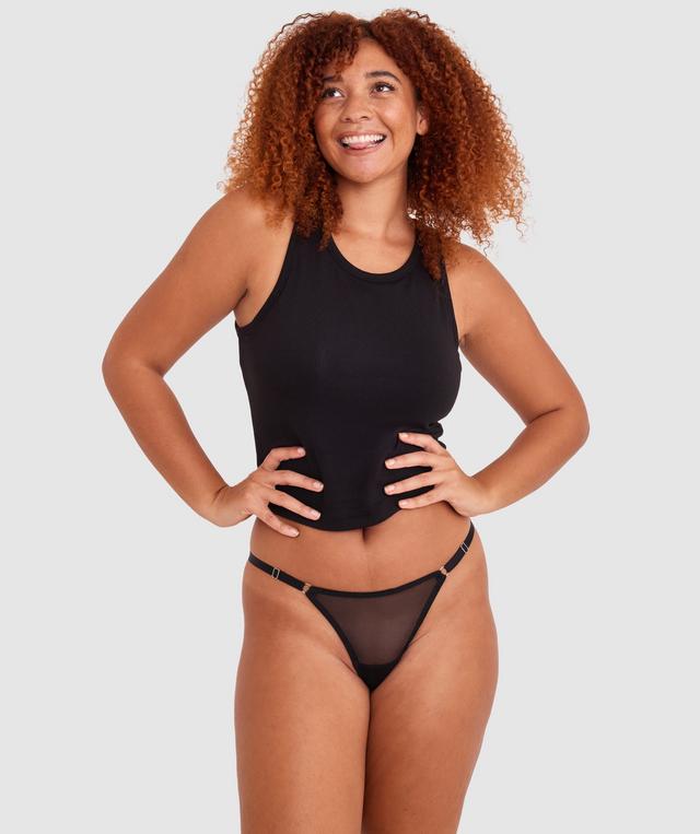 Mesh Basics High Leg G String - Black