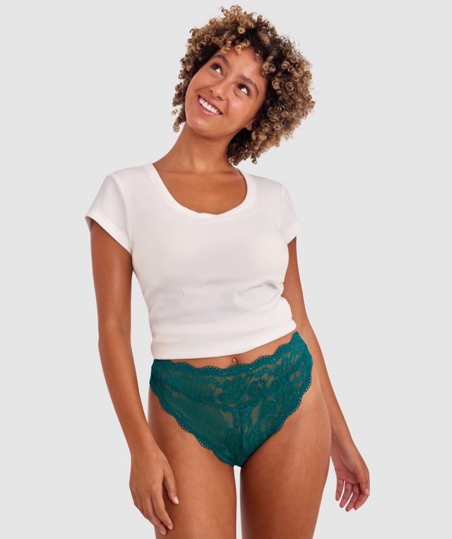 Sara High Waist Brazilian Knicker - Dark Green