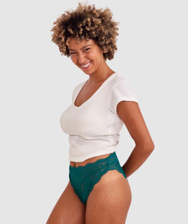 Sara High Waist Brazilian Knicker - Dark Green