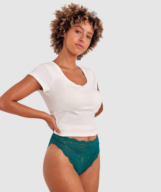 Sara High Waist Brazilian Knicker - Dark Green