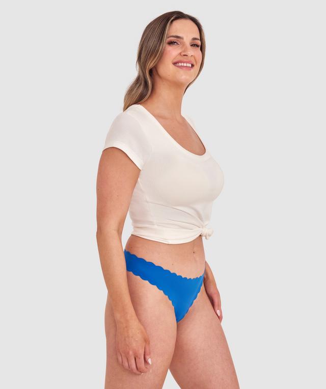 Smooth Comfort Scallop G String - Dark Blue