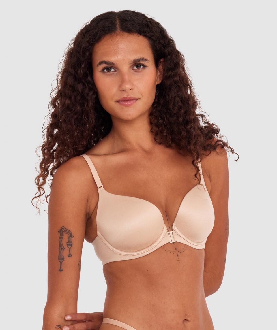 Body Bliss Front Closure Contour Plunge Bra - Nude 2