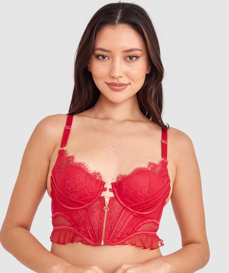 Night Games Deja Vu Push Up Corset - Red
