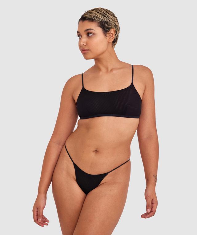 Made for Mesh High Leg G String - Black