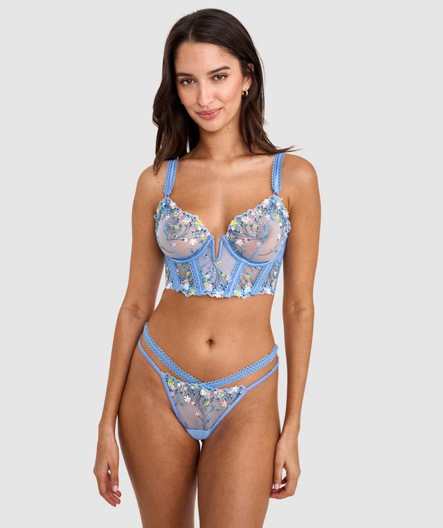 Enchanted Koa High Leg G String - Light Blue