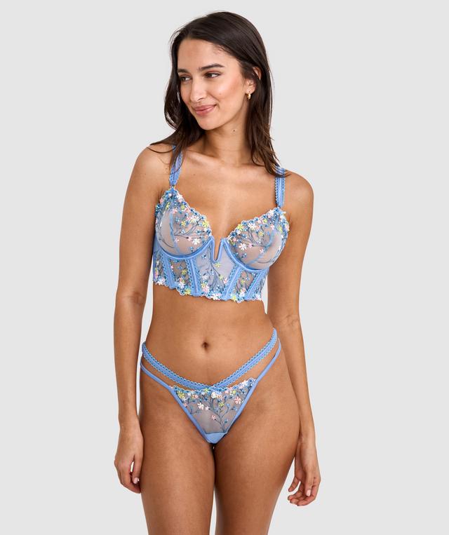 Enchanted Koa High Leg G String - Light Blue