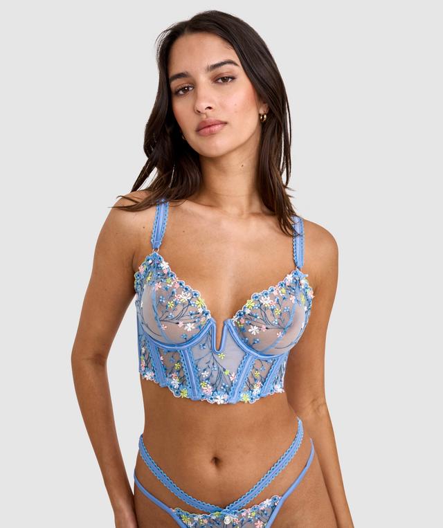Enchanted Koa Longline Underwire Bra - Light Blue