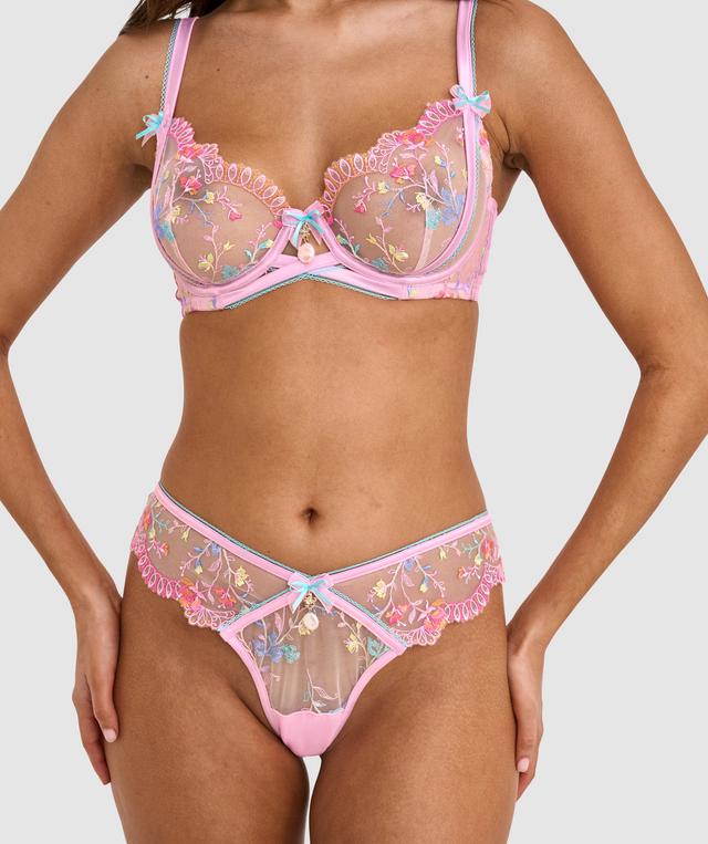 Enchanted Rosalia High Leg Brazilian Knicker - Pink