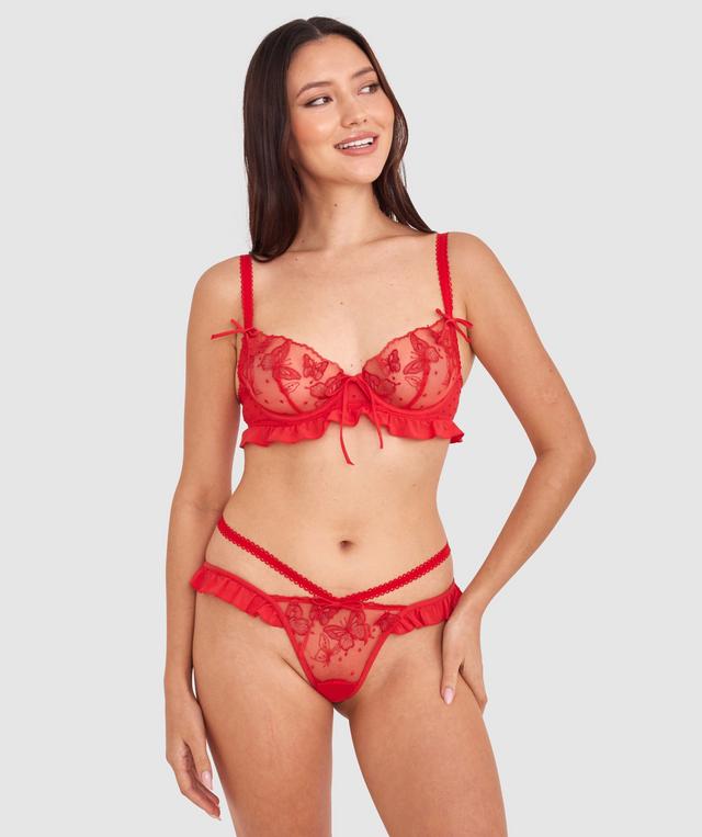 Enchanted Butterflies of Vienna Unlined Bra - Dark Red