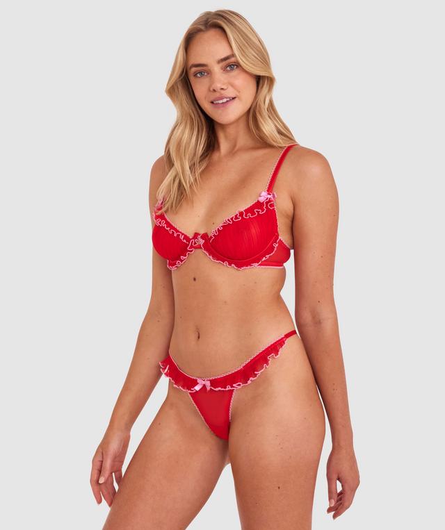 Kristina Unlined & String Set - Dark Red