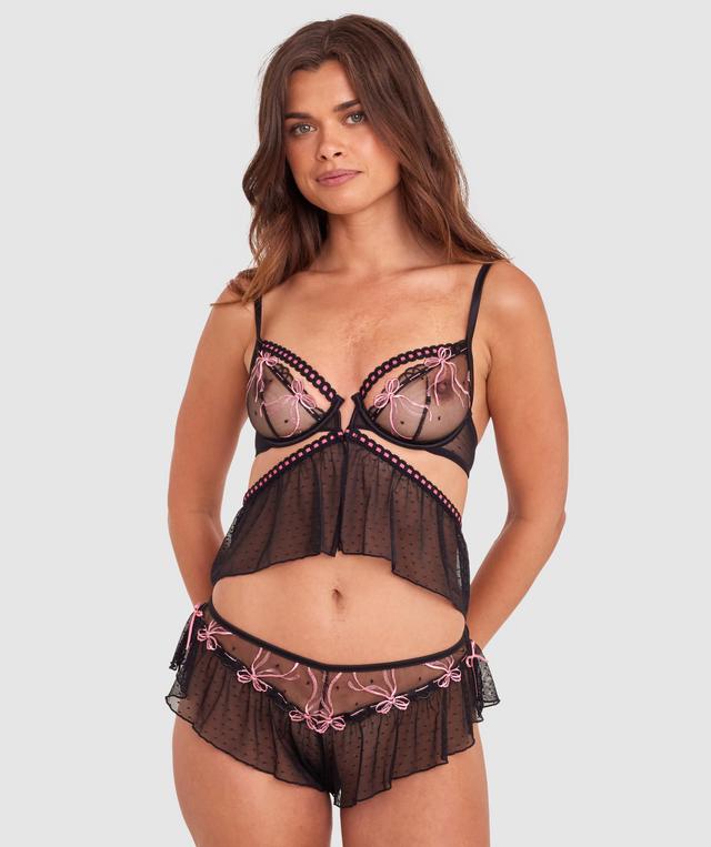 Night Games Bow Peep French Knicker - Black
