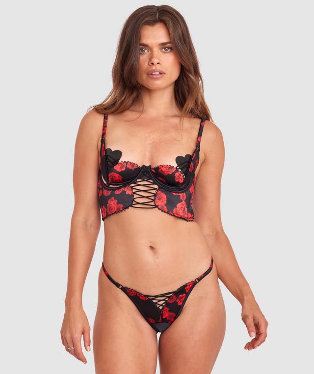 Night Games Rose Among Thorns Underbust Corset - Black