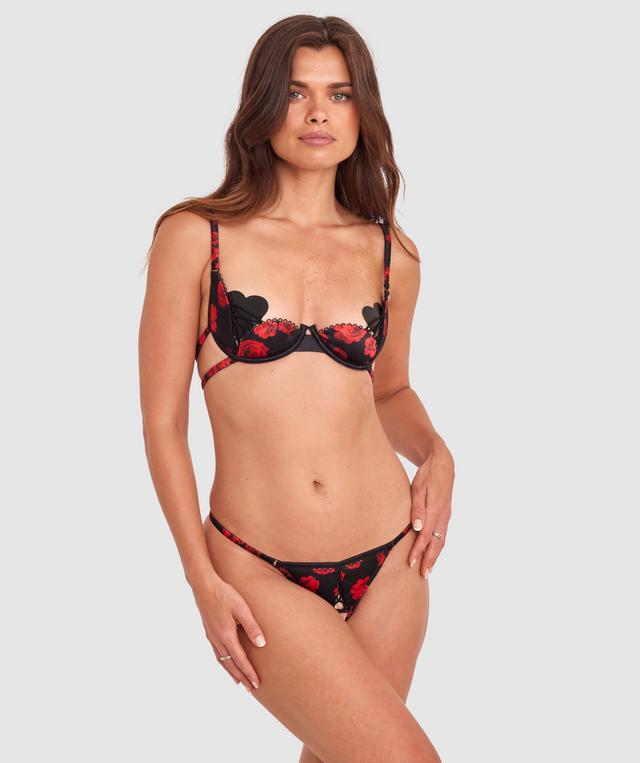 Night Games Rose Among Thorns Crotchless Knicker - Black